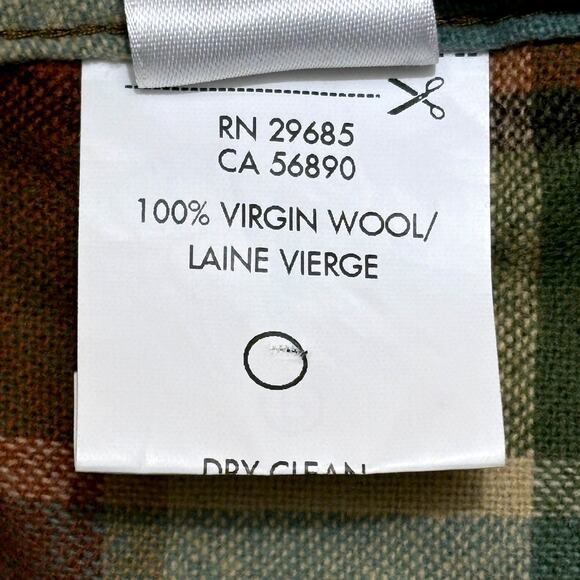 Pendleton GAMBLER 100% Virgin Wool Flannel Shirt Dress in Tan Green Plaid M NWOT - Picture 4 of 5